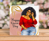 Curvy Black Woman Birthday Card - Light Skin Tone