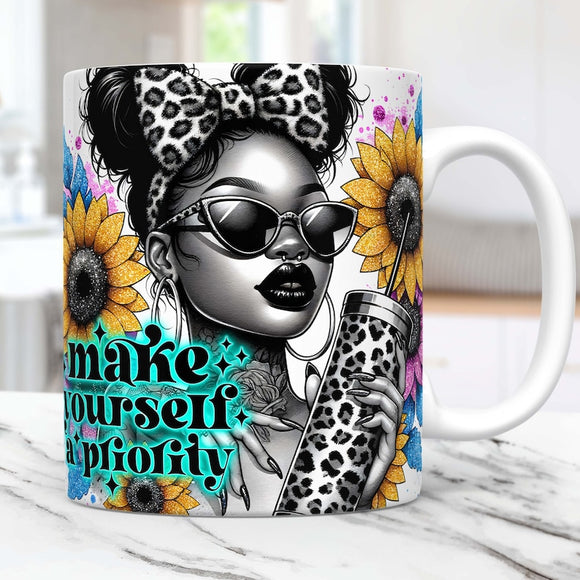 Black Girl Positivity Make Yourself A Priority Mug