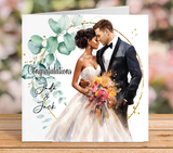 Interracial Couple Wedding Card - Black Bride