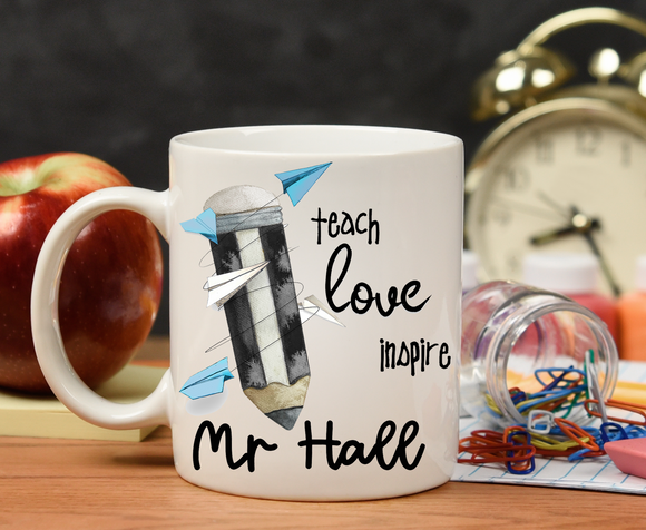 Black Pencil Teach Love Inspire Mug