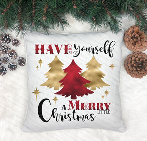 Red And Gold Christmas Tree Cushion