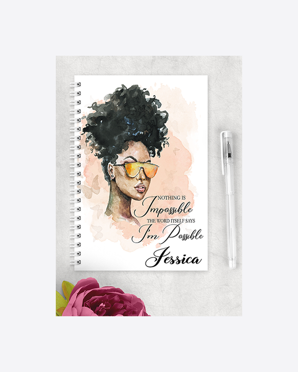 Black Woman Im Possible Notebook