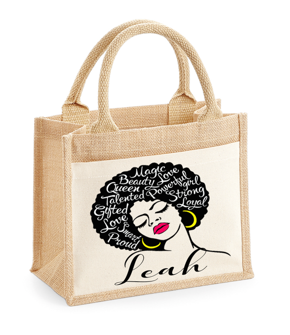 Afro Queen Personalised Jute Bag