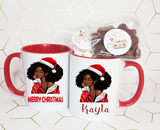 Personalised Christmas Afro Woman Mug