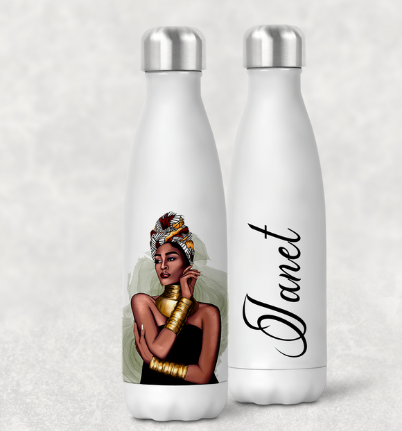 Elegant Black Woman Printed Bottle Flask