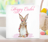 Floral Rabbit Happy Easter Pack Of 4 Cards
