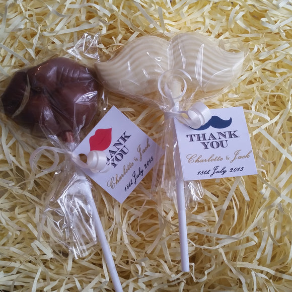 Wedding Moustache Chocolate Lollipops