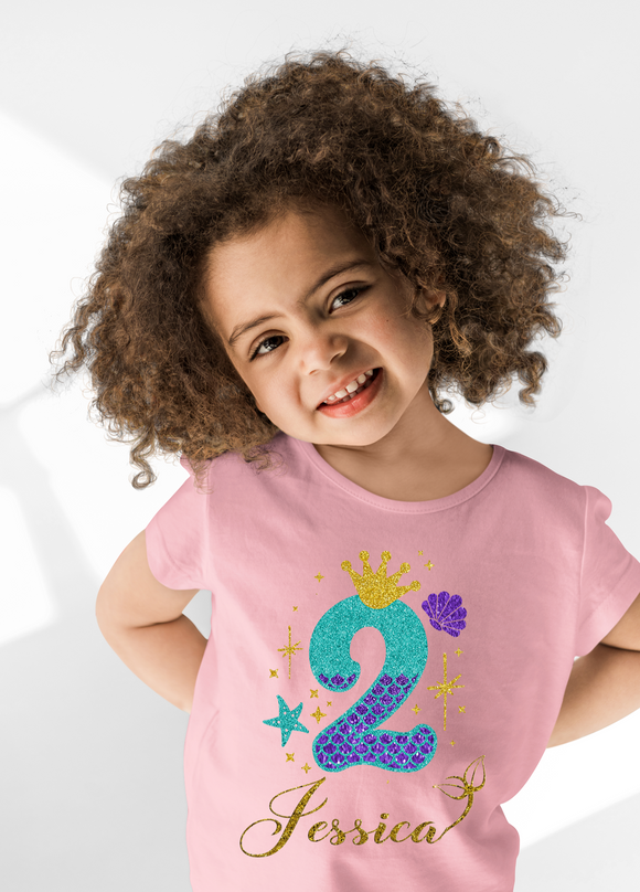 Personalised Mermaid Birthday Girl T-Shirt