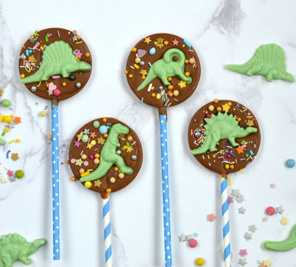 Round Dinosaur Chocolate Lollies