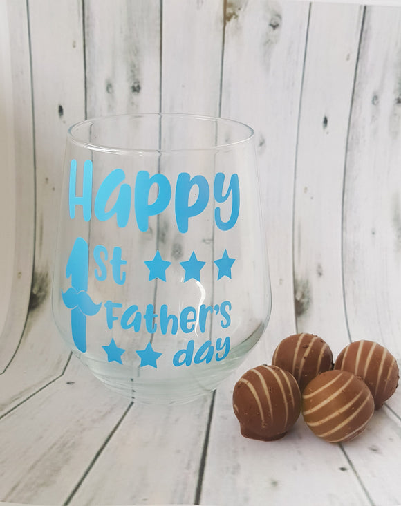 1st Father's Day Stemless Wine Glass