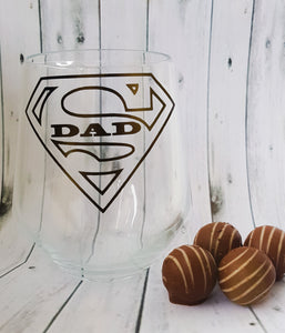 Super Dad Stemless Wine Glass