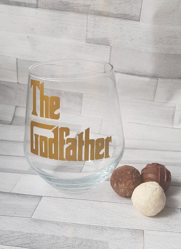 Godfather and Godmother Stemless Wine Glass