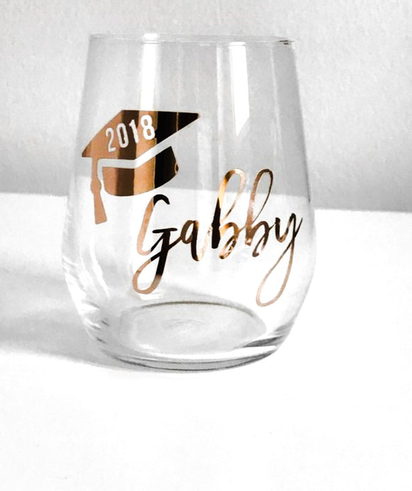 Graduation Stemless Wine Glass
