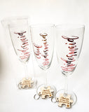 Wedding Champagne Flute & Keyring Set