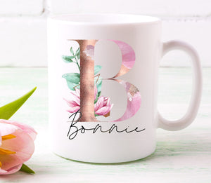 Magnolia Initial Printed Mug