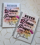 Woman With A Prayer and Plan Notebook