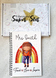Spiral  Teacher Glitter Rainbow Notebook