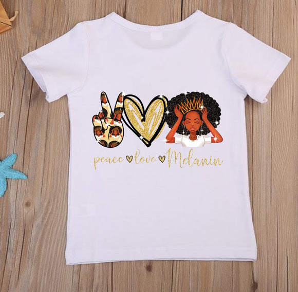 Children's Peace Love and Melanin T-Shirt