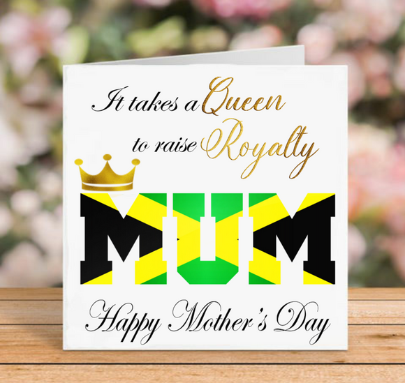 Jamaican Flag Raising Royalty Mother's Day Card