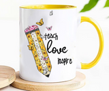 Yellow Pencil Teach Love Inspire Mug