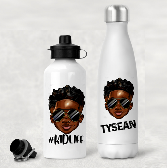 Black Boy Sunglasses Water Bottle