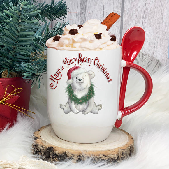 Christmas Polar Bear  Hot Chocolate Mug and Spoon