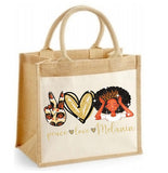 Peace Love Melanin Personalised Jute Bag