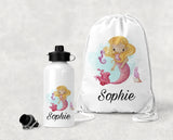 Personalised Mermaid P.E Bag And Water Bottle Set
