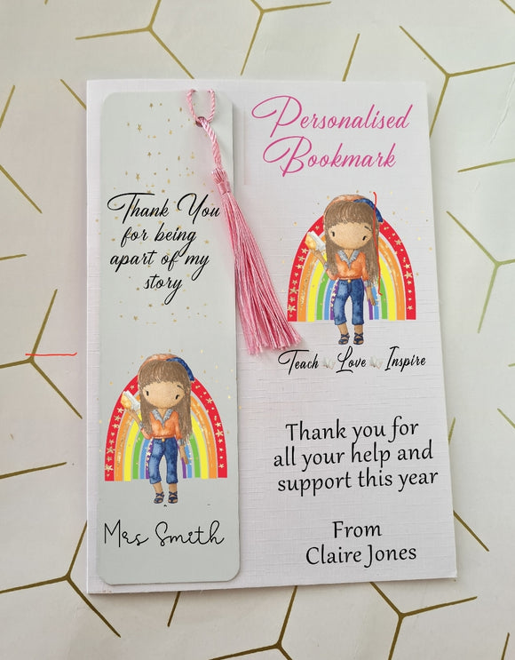 Glitter Rainbow Teacher Bookmark