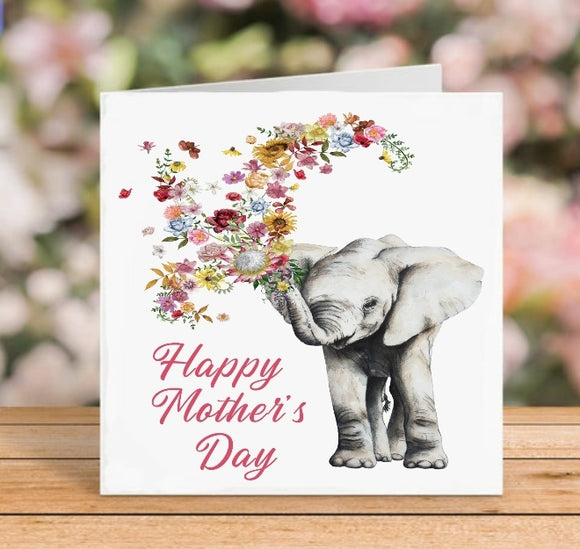 Floral Elephant  Mother's Day Card