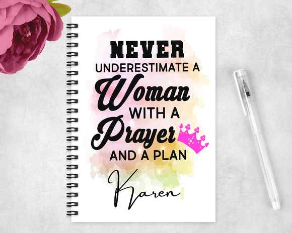 Woman With A Prayer and Plan Notebook