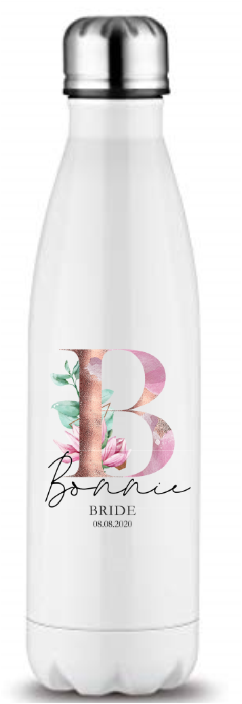 Magnolia Initial And Role Printed Bottle Flask