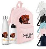 Black Girl Backpack and Water Bottle