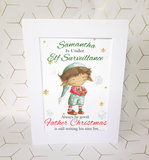 Personalised Elf Surveillance Christmas Print