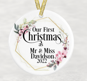 Our First Christmas As Mr & Mrs Rose Frame Decoration
