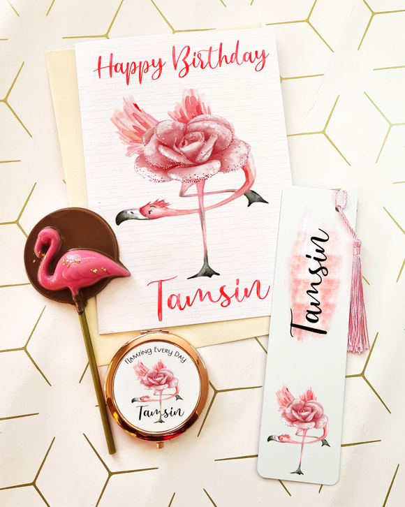 Flamingo Birthday Card Letterbox Gift