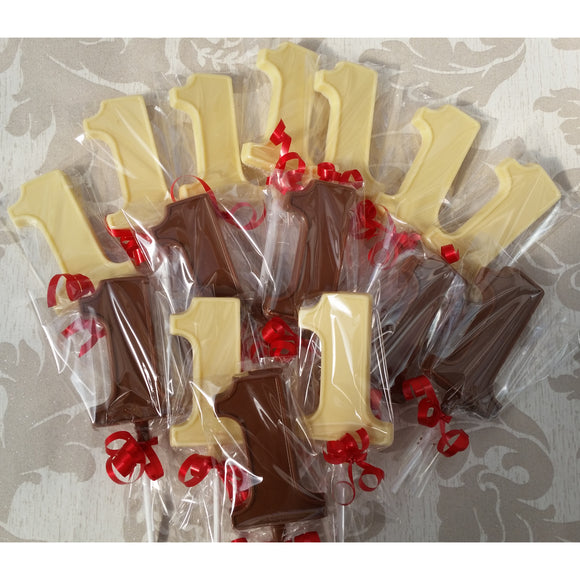 Number 1 First Birthday Chocolate Lollipops