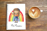 Spiral  Teacher Glitter Rainbow Notebook