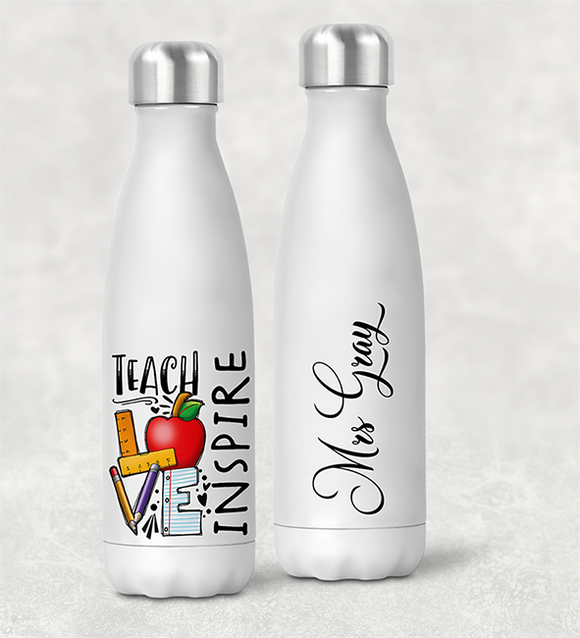 Teach Love Inspire Printed Bottle Flask